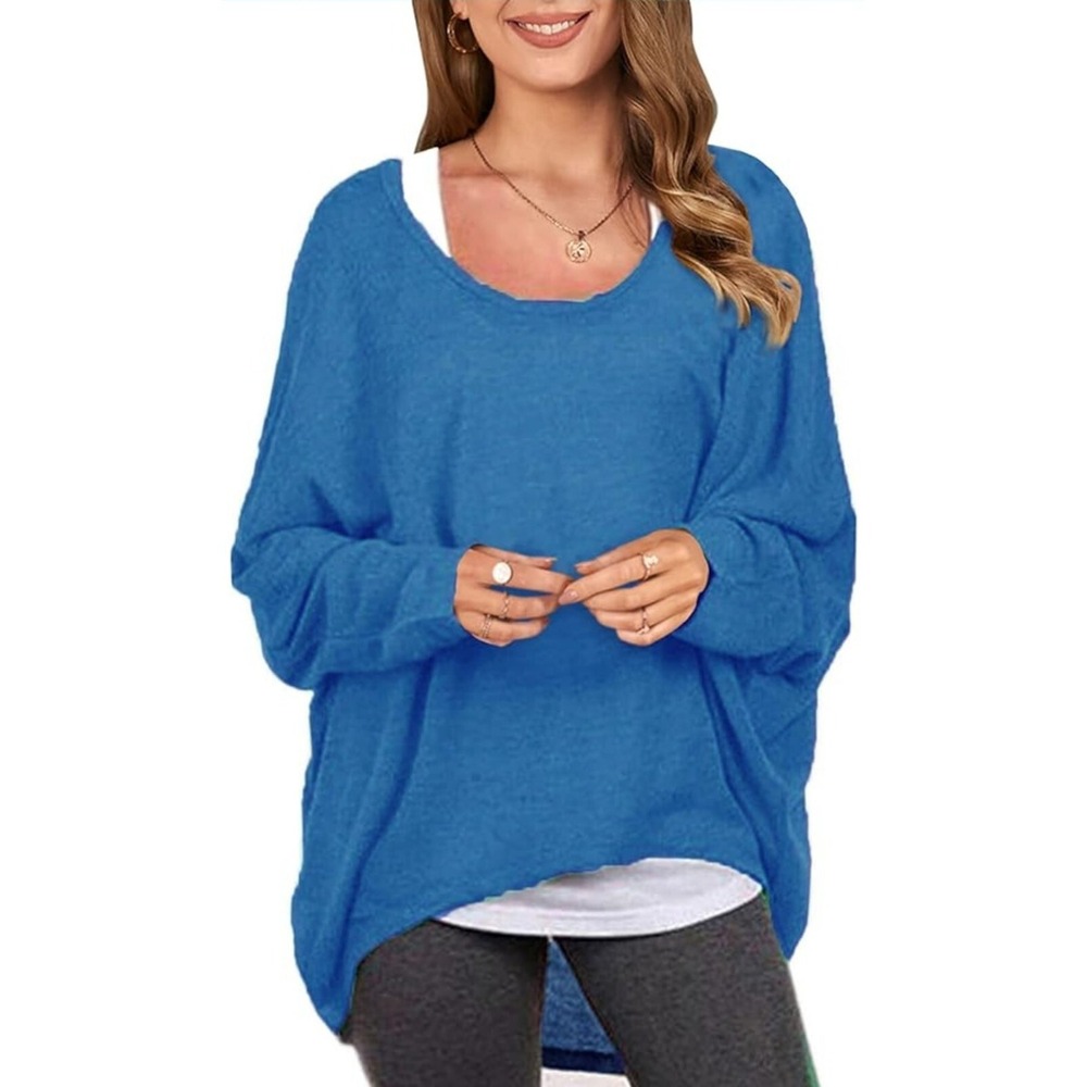 NWT ZANZEA COLLECTION Bat Wing Blue Tunic Top Sweater Women's Size S